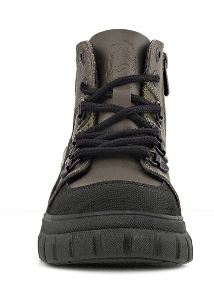 Hakiki Deri Haki Yeşil Fermuarlı Erkek Çocuk Bot modelleri