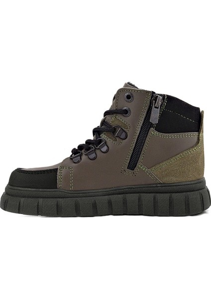 Hakiki Deri Haki Yeşil Fermuarlı Erkek Çocuk Bot fırsatları