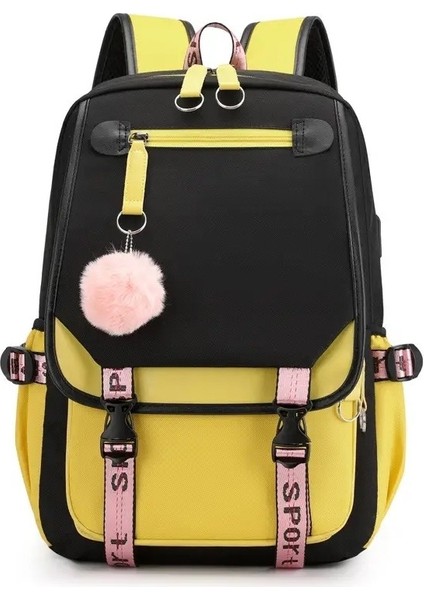 Kore Tarzı Lise Sırt Çantası Genç Kız Moda Siyah Beyaz Öğrenci Kızlar Backpack Okul Çantası Sevimli Kitap Bagcolor: Sarı (Yurt Dışından)