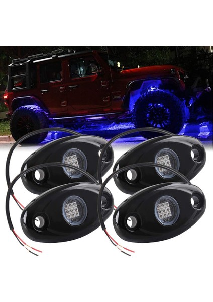 4pcs 9led Süper Parlak Kaya Işık Kiti LED Su Geçirmez LED Neon Underglow Işık Off Road Kamyon Teknesi Mavisi (Yurt Dışından) fiyatları