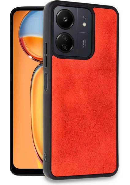 Newface Xiaomi Redmi 13C Kılıf Aras Deri Kapak - Kırmızı fiyatları