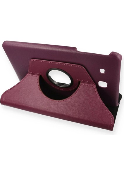 Samsung Galaxy T560 Tab E 9.7 Kılıf 360 Tablet Deri Kılıf - Mürdüm