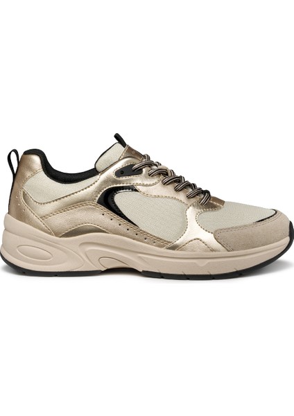 Kadın Bej D Zarvıa A - Mesh+Pearl.gbk Bağcıklı Kalın Tabanlı Deri Sneaker D55YLA014AJC1S2L
