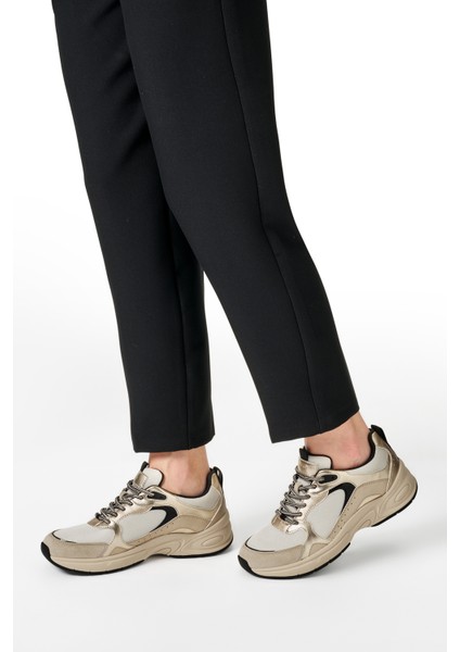 Kadın Bej D Zarvıa A - Mesh+Pearl.gbk Bağcıklı Kalın Tabanlı Deri Sneaker D55YLA014AJC1S2L fiyatları