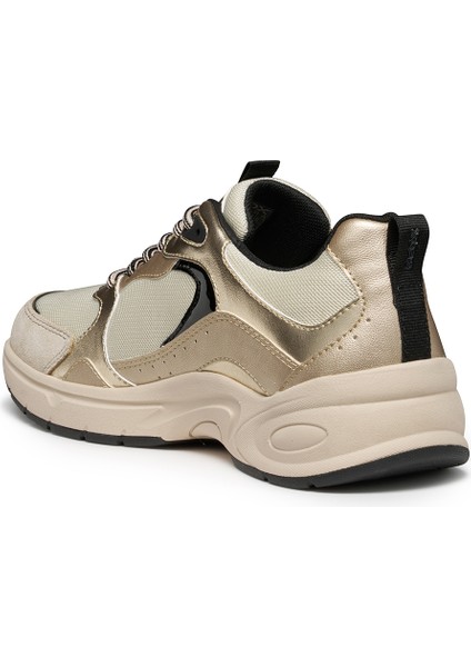 Kadın Bej D Zarvıa A - Mesh+Pearl.gbk Bağcıklı Kalın Tabanlı Deri Sneaker D55YLA014AJC1S2L