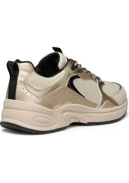 Kadın Bej D Zarvıa A - Mesh+Pearl.gbk Bağcıklı Kalın Tabanlı Deri Sneaker D55YLA014AJC1S2L