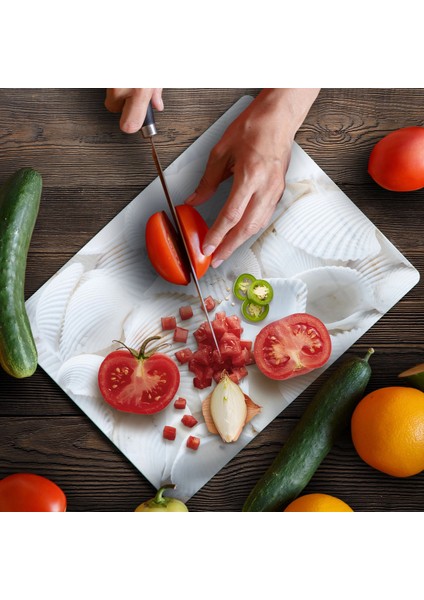 Cam Kesme Tahtası ve Sunumluk Natura Deniz Kabukları Desenli 30X40 cm fırsatları