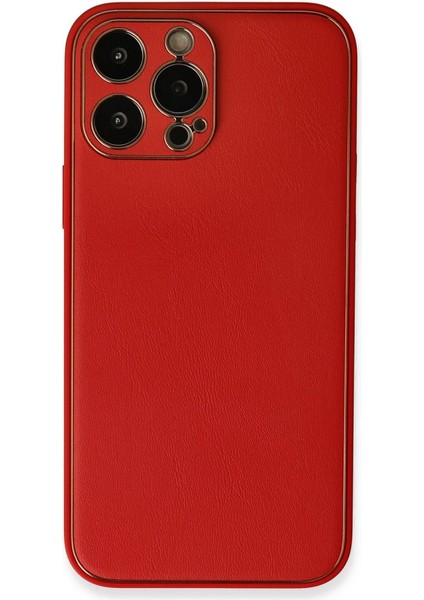 Iphone 13 Pro Kılıf Coco Deri Silikon Kapak - Kırmızı