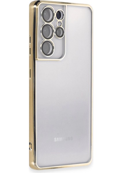 Samsung Galaxy S21 Ultra Kılıf Razer Lensli Silikon - Gold