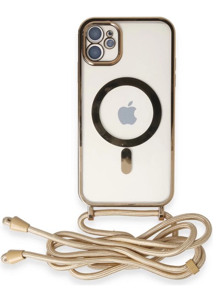 Iphone 11 Kılıf Divo Lazer Askılı Magsafe Kapak - Gold