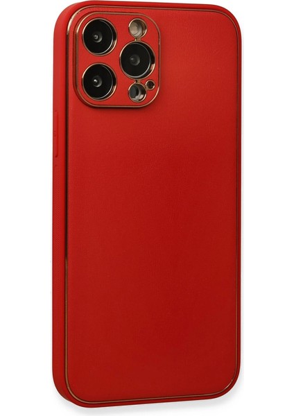 Iphone 13 Pro Max Kılıf Coco Deri Silikon Kapak - Kırmızı modelleri