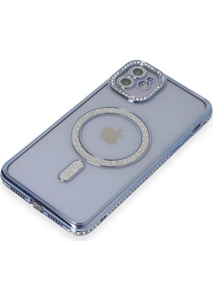 Iphone 11 Kılıf Joke Simli Magneticsafe Kılıf - Mavi modelleri