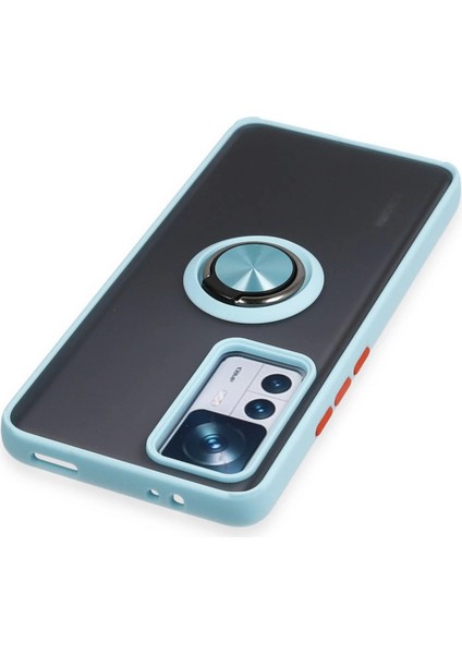 Xiaomi Mi 12T Pro Kılıf Montreal Yüzüklü Silikon Kapak - Buz Mavi fırsatları