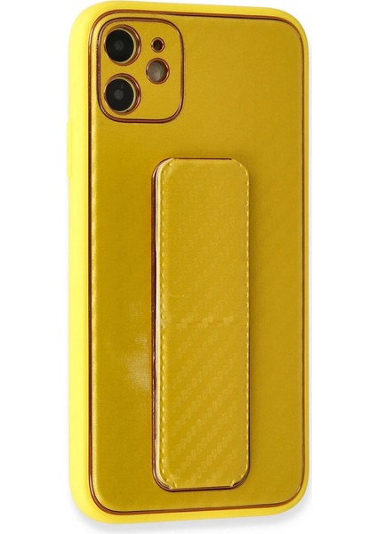 Iphone 12 Kılıf Coco Karbon Standlı Kapak - Sarı fiyatları