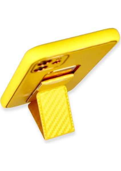 Iphone 12 Kılıf Coco Karbon Standlı Kapak - Sarı modelleri