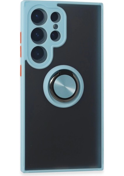 Samsung Galaxy S24 Ultra Kılıf Montreal Yüzüklü Silikon Kapak - Buz Mavi