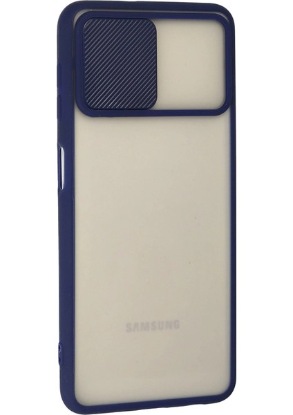 Samsung Galaxy A22 Kılıf Palm Buzlu Kamera Sürgülü Silikon - Lacivert modelleri