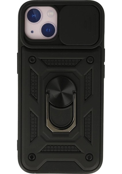 Iphone 13 Kılıf Pars Lens Yüzüklü Silikon - Siyah