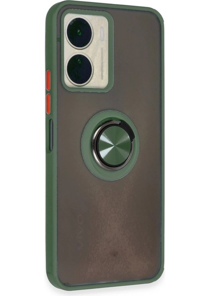 Vivo Y16 Kılıf Montreal Yüzüklü Silikon Kapak - Yeşil fiyatları