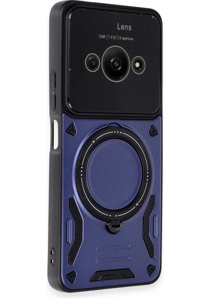 Xiaomi Poco C61 Kılıf Joy Lens Standlı Kapak - Lacivert fiyatları