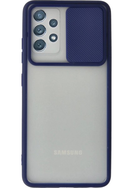 Samsung Galaxy A72 Kılıf Palm Buzlu Kamera Sürgülü Silikon - Lacivert