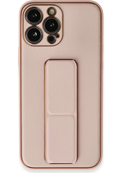 Iphone 13 Pro Kılıf Coco Deri Standlı Kapak - Pembe