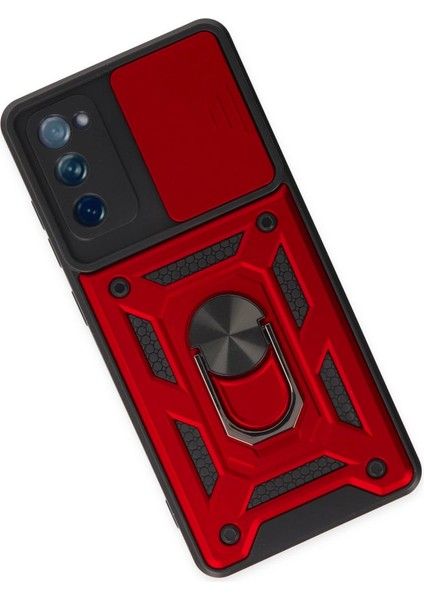 Samsung Galaxy S20 Fe Kılıf Pars Lens Yüzüklü Silikon - Kırmızı modelleri