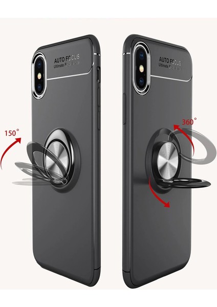 Iphone Xs Max Kılıf Range Yüzüklü Silikon - Siyah-Mavi fiyatları