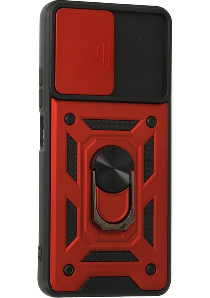 Xiaomi Poco F3 Kılıf Pars Lens Yüzüklü Silikon - Kırmızı modelleri