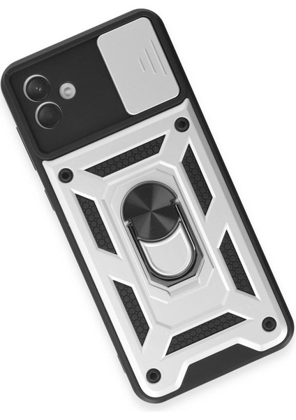 Samsung Galaxy A04E Kılıf Pars Lens Yüzüklü Silikon - Gümüş modelleri