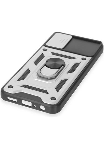 Samsung Galaxy A04E Kılıf Pars Lens Yüzüklü Silikon - Gümüş indirimleri