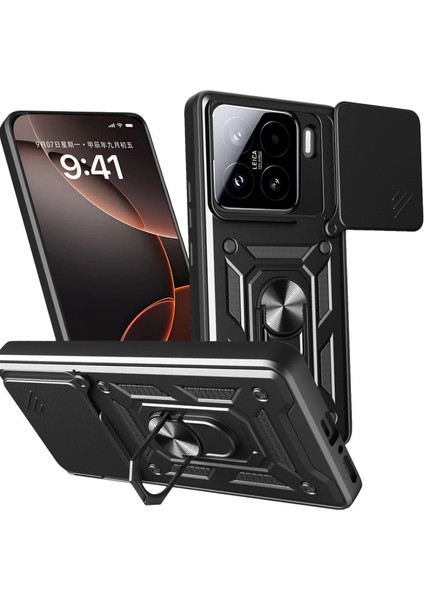 Xiaomi Mi 15 Kılıf Pars Lens Yüzüklü Silikon - Siyah