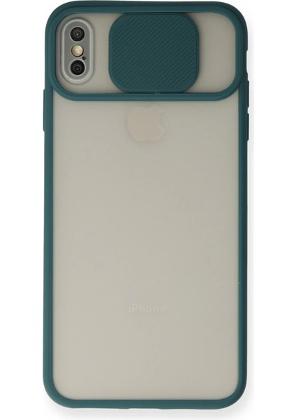 Iphone x Kılıf Palm Buzlu Kamera Sürgülü Silikon - Yeşil