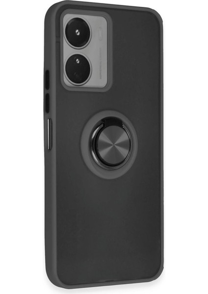 Vivo Y16 Kılıf Montreal Yüzüklü Silikon Kapak - Siyah fiyatları