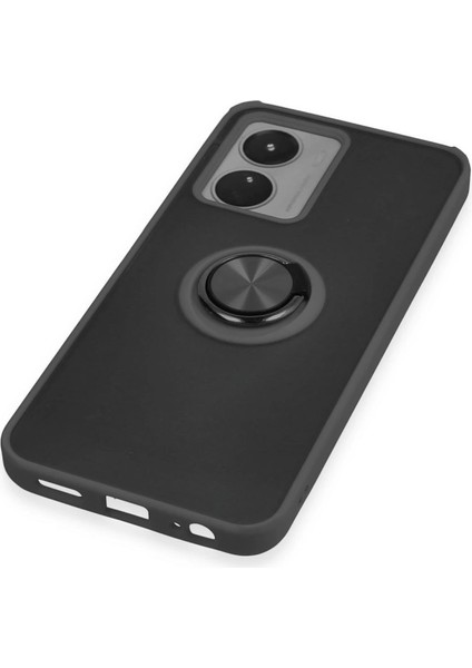 Vivo Y16 Kılıf Montreal Yüzüklü Silikon Kapak - Siyah indirimleri
