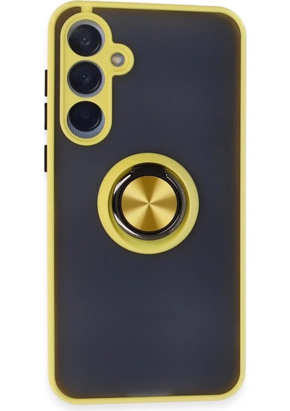 Samsung Galaxy A55 5g Kılıf Montreal Yüzüklü Silikon Kapak - Sarı