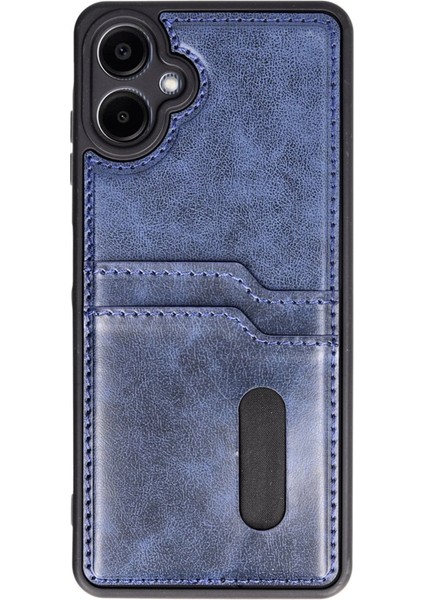 Samsung Galaxy A06 Kılıf Sara Kartvizitli Deri Kılıf - Lacivert