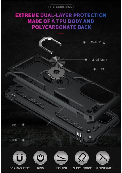 Xiaomi Poco F3 Kılıf Sofya Yüzüklü Silikon Kapak - Siyah indirimleri