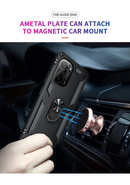 Xiaomi Poco F3 Kılıf Sofya Yüzüklü Silikon Kapak - Siyah