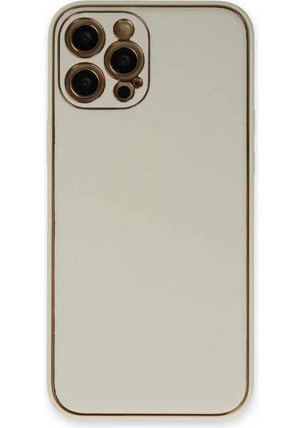 Iphone 12 Pro Kılıf Coco Deri Silikon Kapak - Beyaz