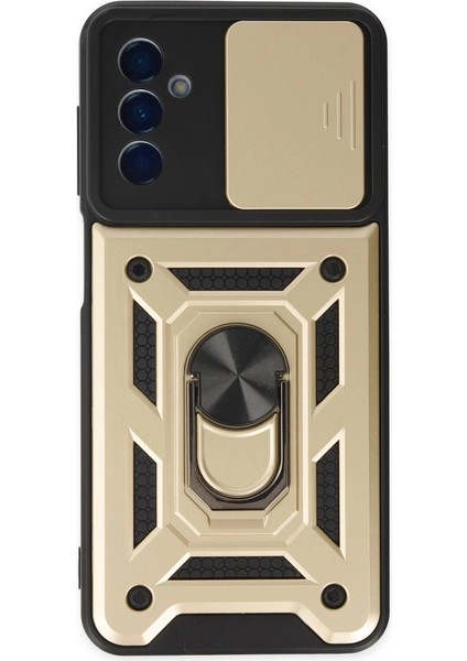 Samsung Galaxy A04S Kılıf Pars Lens Yüzüklü Silikon - Gold