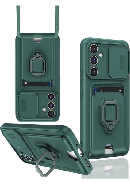 Samsung Galaxy A26 Kılıf Zuma Kartvizitli Yüzüklü Silikon - Yeşil