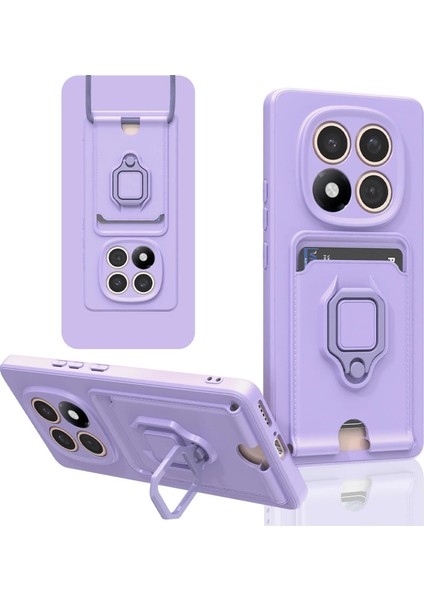 Xiaomi Redmi Note 14 Pro 5g Kılıf Zuma Kartvizitli Yüzüklü Silikon - Lila