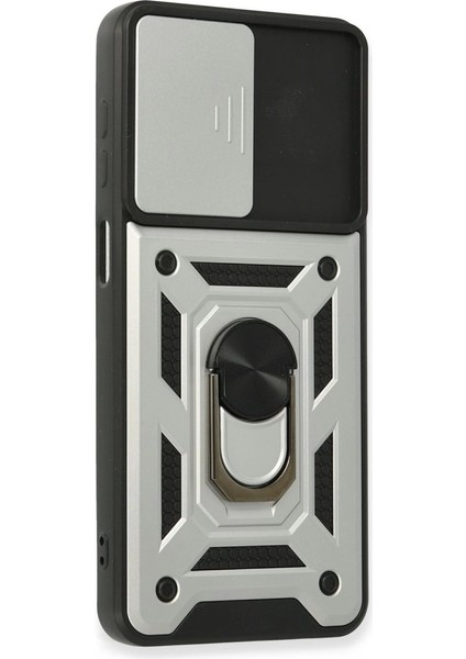 Samsung Galaxy A22 Kılıf Pars Lens Yüzüklü Silikon - Gümüş fiyatları