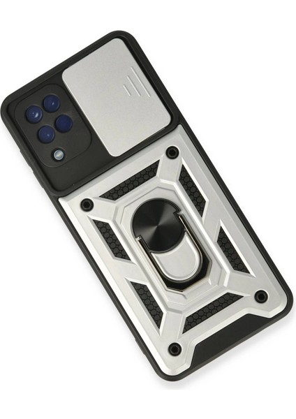 Samsung Galaxy A22 Kılıf Pars Lens Yüzüklü Silikon - Gümüş modelleri