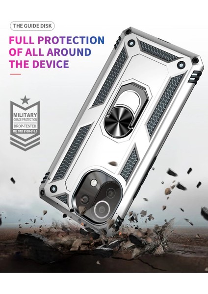 Xiaomi Mi 11 Lite Kılıf Sofya Yüzüklü Silikon Kapak - Gümüş fırsatları