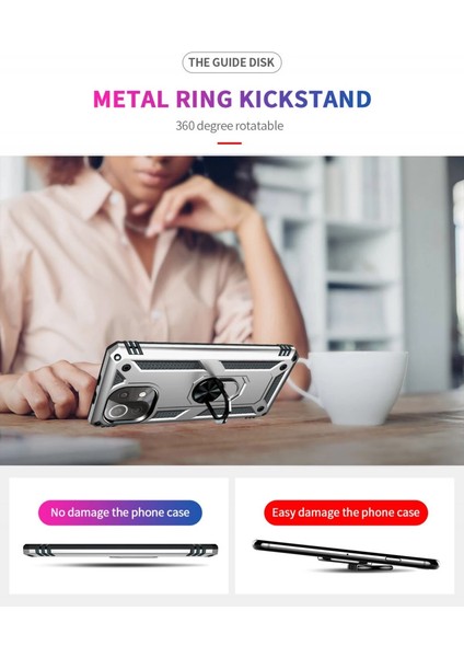 Xiaomi Mi 11 Lite Kılıf Sofya Yüzüklü Silikon Kapak - Gümüş