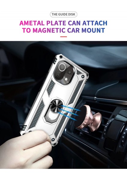 Xiaomi Mi 11 Lite Kılıf Sofya Yüzüklü Silikon Kapak - Gümüş