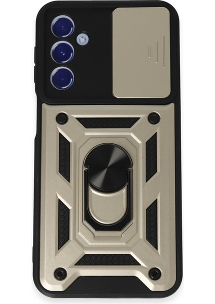 Samsung Galaxy M34 5g Kılıf Pars Lens Yüzüklü Silikon - Gold