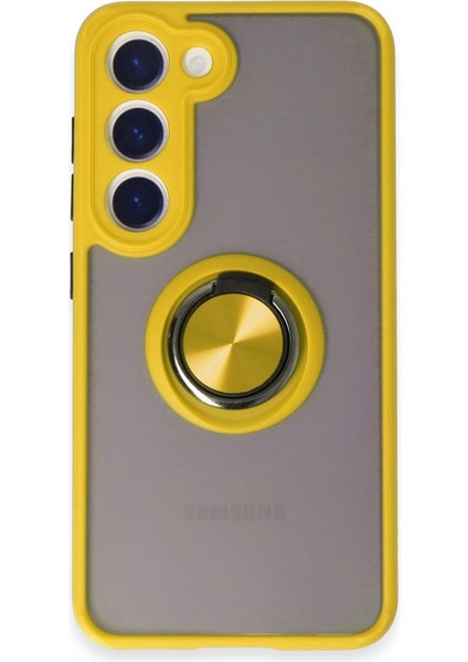 Samsung Galaxy S23 Kılıf Montreal Yüzüklü Silikon Kapak - Sarı